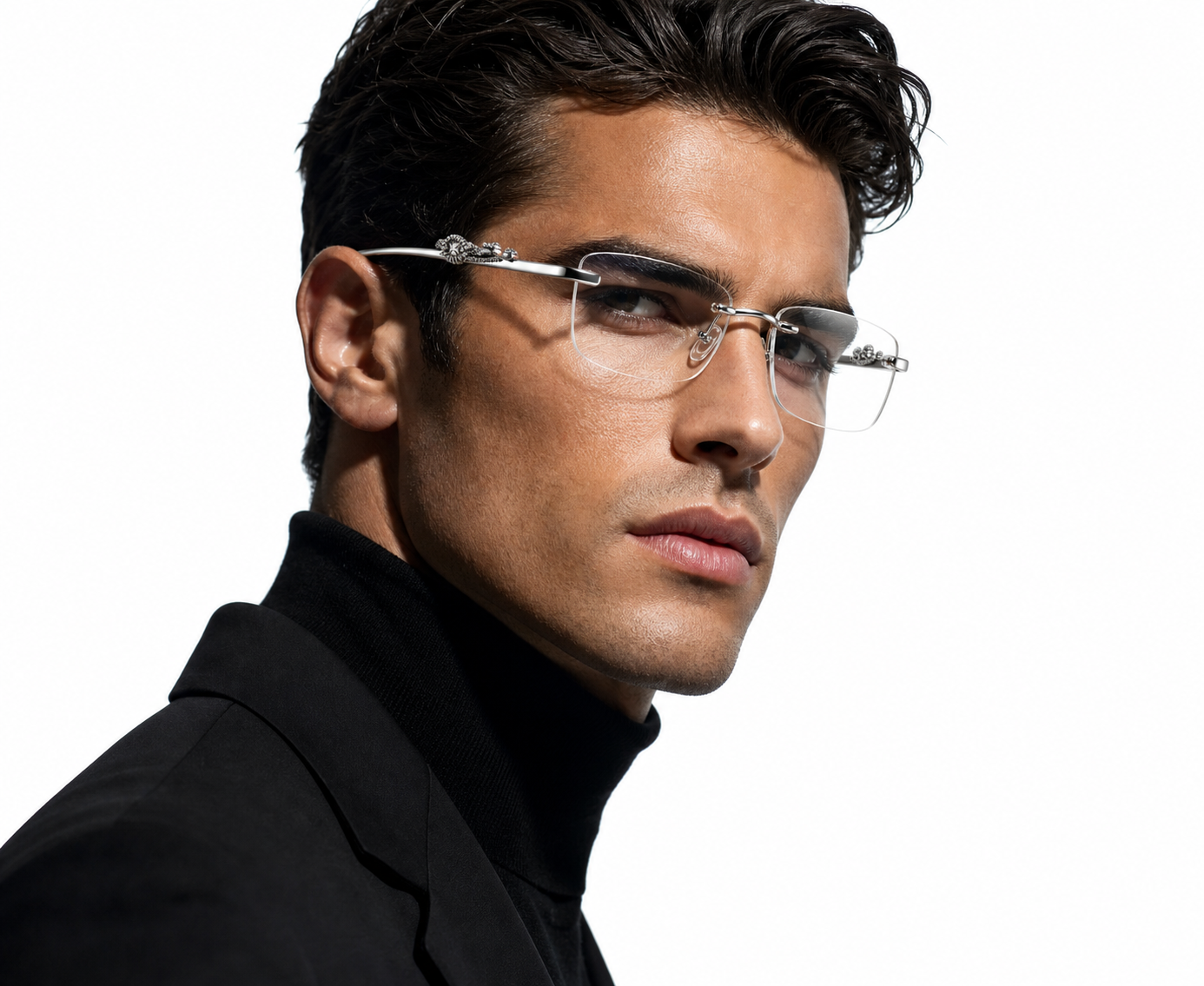 Chrome Aura Rimless Glasses